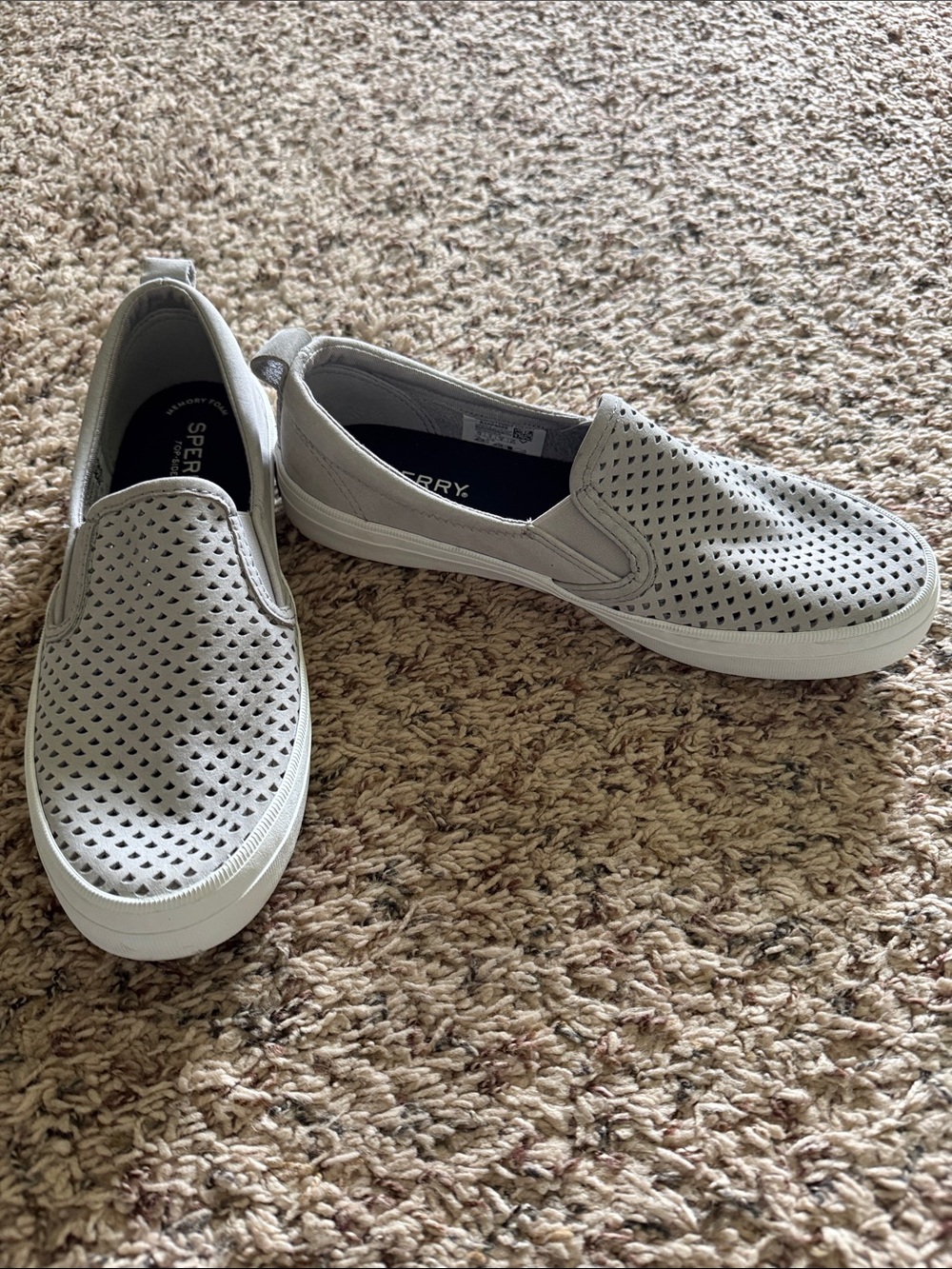 Sperry Women’s Perforated Slip-On Sneakers - Light Gray - worn only a few times!